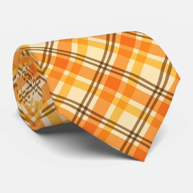 Cravate motif en carrelage plaid saisonnier d'automne (Roulé)