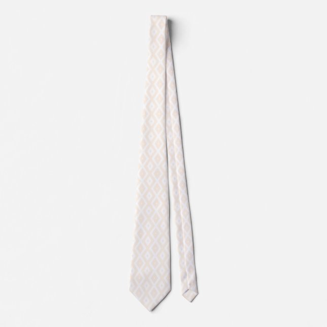 Cravate Motif en diamant beige et blanc (Devant)