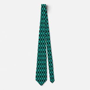 Cravate Motif en diamant noir et turquoise