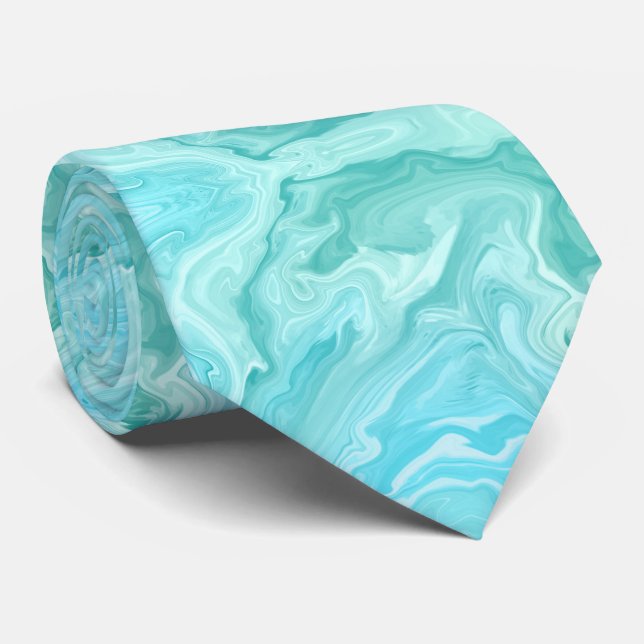 Cravate Motif en marbre bleu (Roulé)