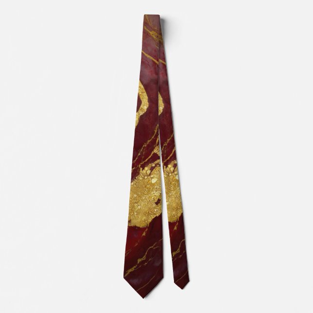 Cravate Motif en marbre rouge avec or (Devant)