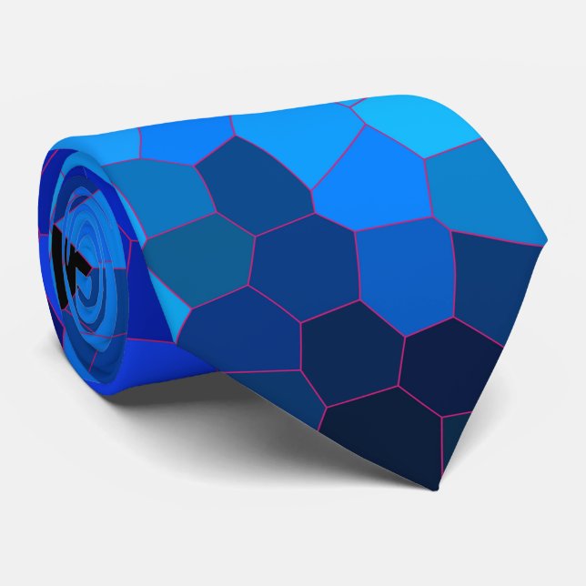 Cravate Motif en mosaïque bleu profond de l'océan (Roulé)