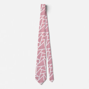 Cravate Motif en mosaïque corail et blanc