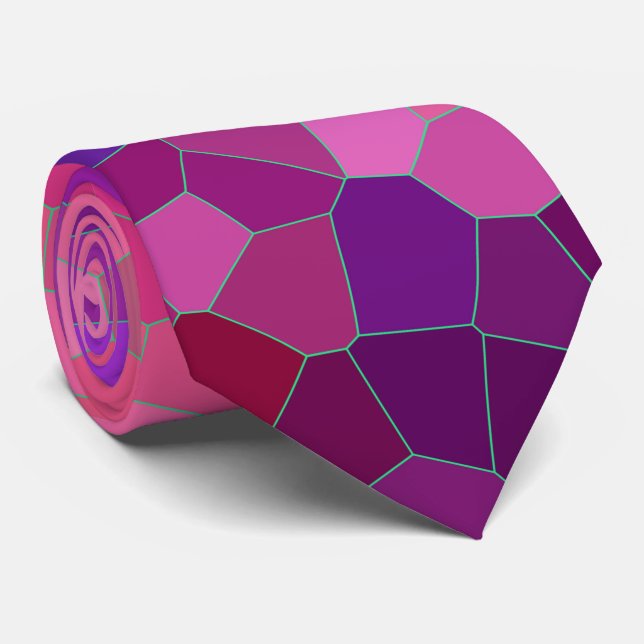 Cravate Motif en mosaïque de fraise rose (Roulé)