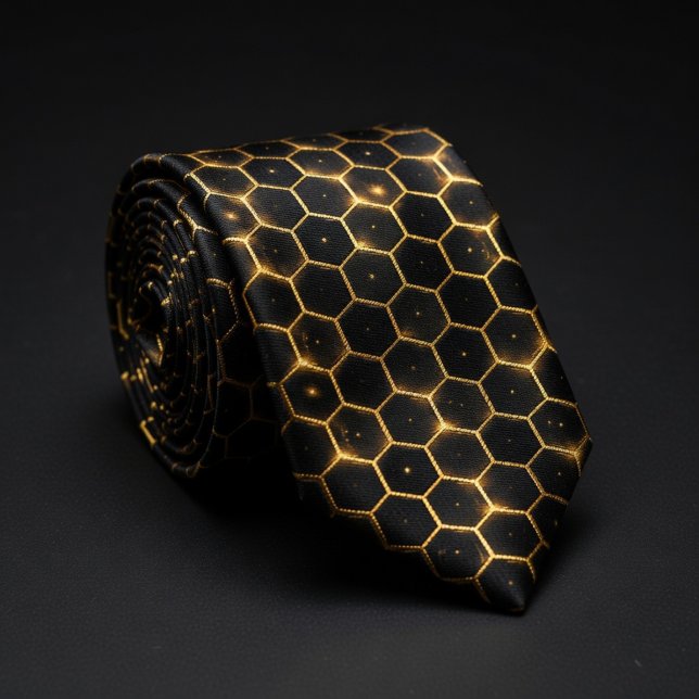 Cravate Motif en Nid d'Abeille Or Luxe (Créateur téléchargé)