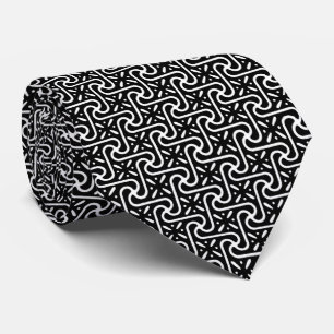 Cravate Motif en tuiles égyptiennes, noir et blanc