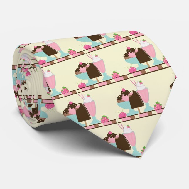 Cravate Motif estival de festins de parfait de crème (Roulé)