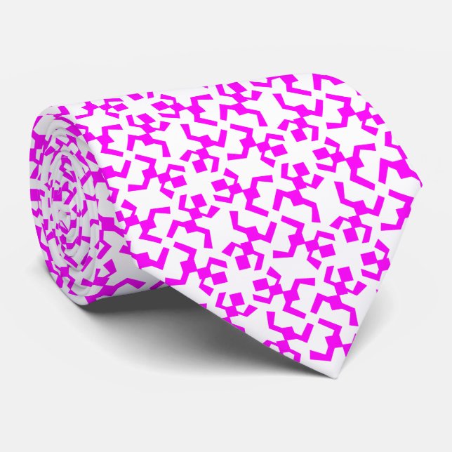 Cravate Motif ethnique africain rose et blanc (Roulé)