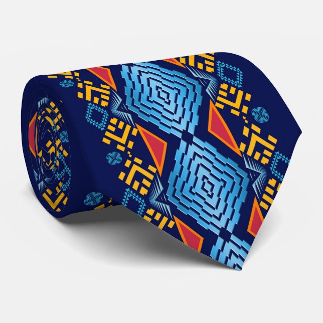 Cravate motif ethnique du sud-ouest (Roulé)