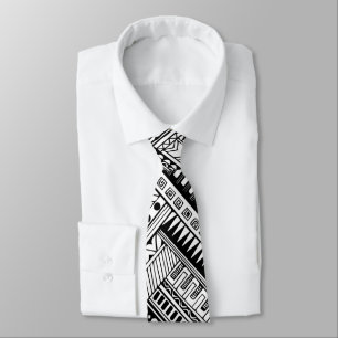 Cravate Motif ethnique mixte noir et blanc