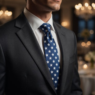 Cravate Motif étoilé bleu et blanc patriotique américain