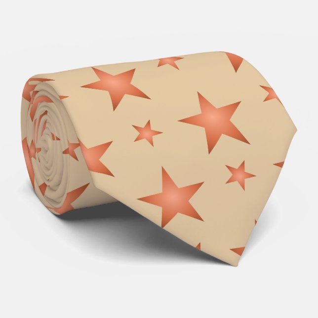 Cravate Motif étoilé en terre cuite orange (Roulé)