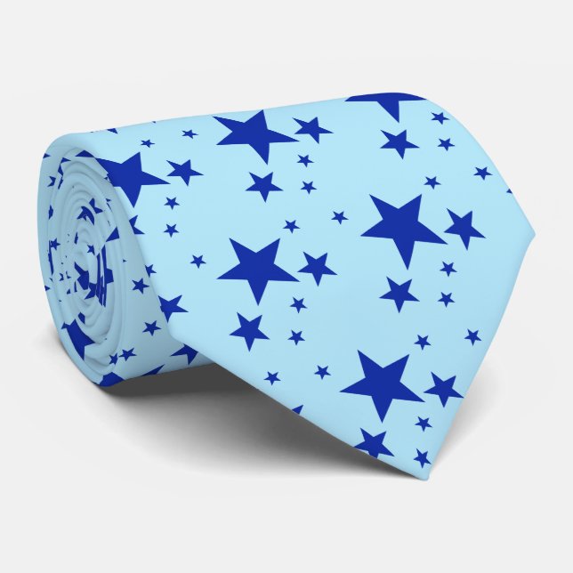 Cravate Motif Étoiles Bleues (Roulé)