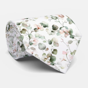 Cravate Motif Eucalyptus Aquarelle