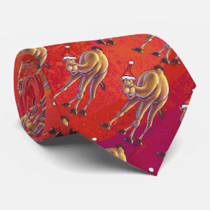 Cravate Motif Festif Camel En Rouge