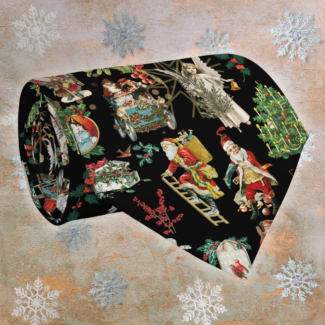 Cravate Motif festif de Noël vintage rétro (Festive Vintage Retro Christmas Pattern Neck Tie)
