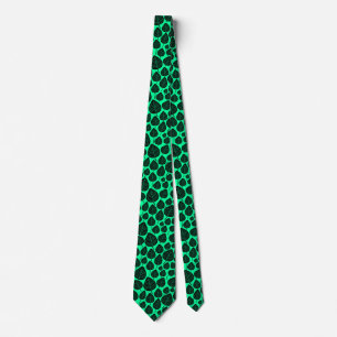 Cravate Motif feuille 02 - Noir sur vert 00ff99