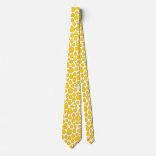 Cravate Motif feuille 02 - orange sur blanc