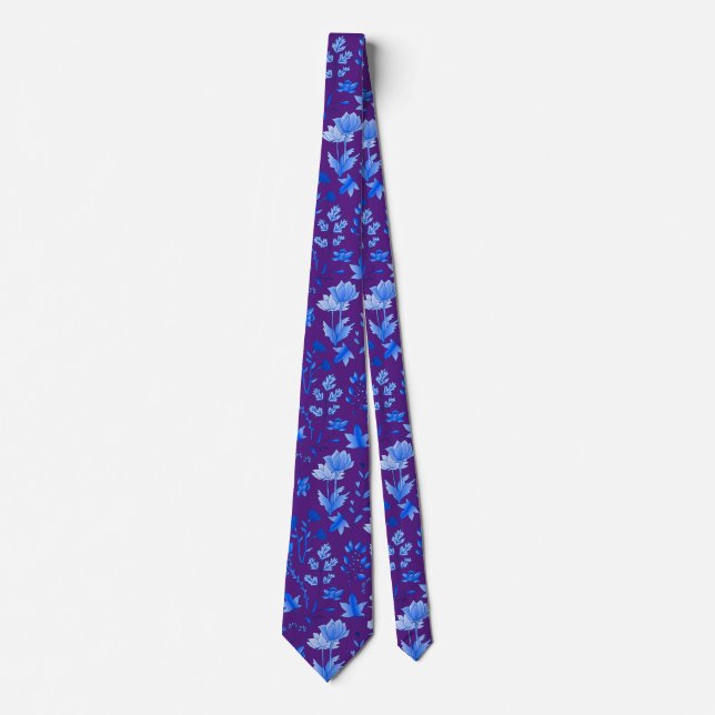 Cravate Motif feuille 12.bw Violet BG (Devant)