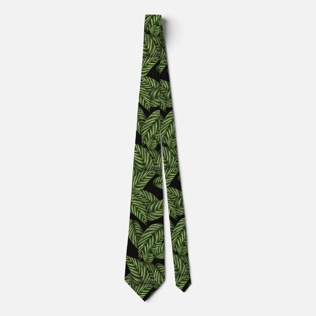 Cravate Motif Feuille de la feuille tropicale moderne (Devant)