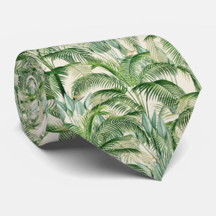 Cravate Motif Feuille de palme de feuillage tropical