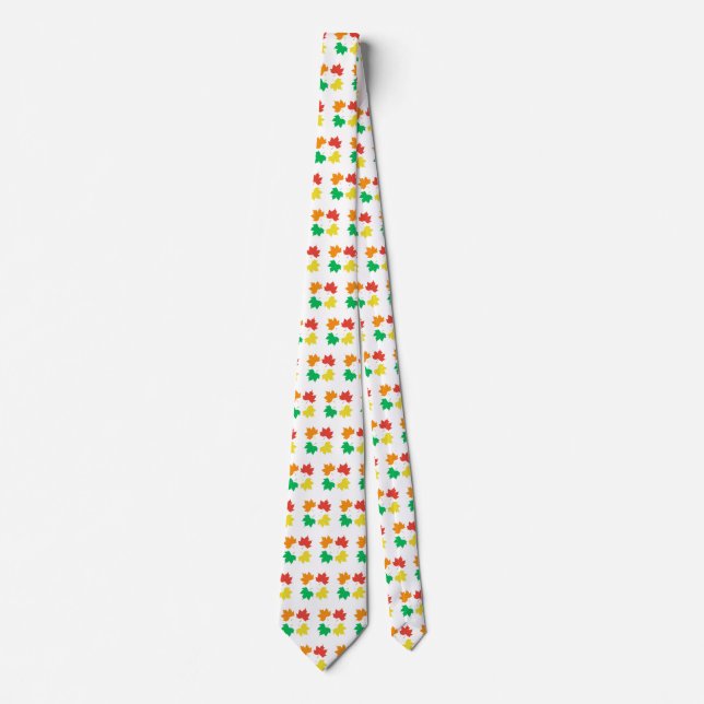 Cravate Motif feuille d'érable coloré (Devant)