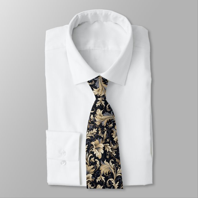 Cravate Motif Feuille d'or (Attaché)