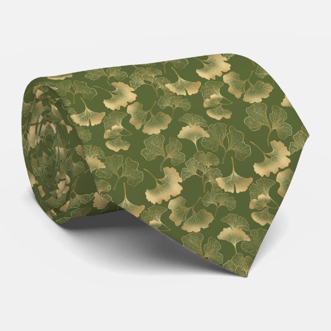 Cravate Motif feuille d'or moderne (Roulé)