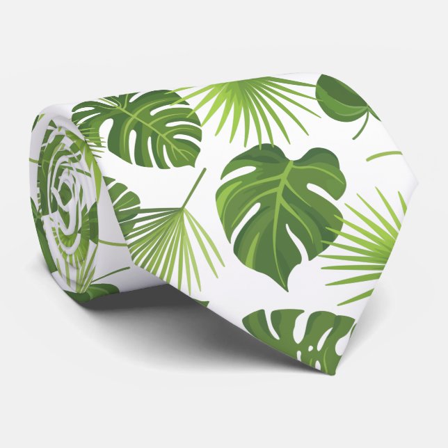 Cravate Motif Feuille élégant Green Tropical (Roulé)