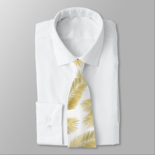 Cravate Motif Feuille Gold Foil Palm