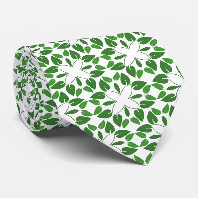Cravate Motif Feuille, Motif De Feuilles, Feuilles Verts (Roulé)