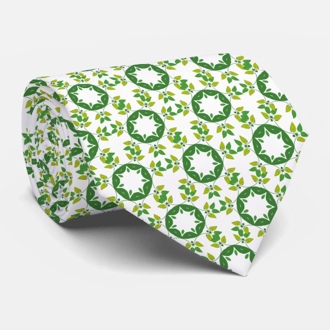 Cravate Motif Feuille, Motif De Feuilles, Feuilles Verts (Roulé)