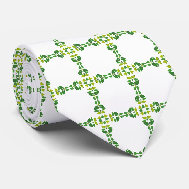 Cravate Motif Feuille, Motif De Feuilles, Feuilles Verts (Roulé)