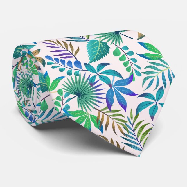 Cravate Motif feuille tropical (Roulé)