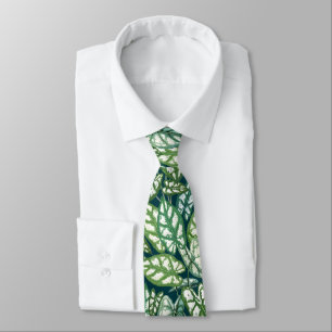 Cravate Motif Feuille vert tropical