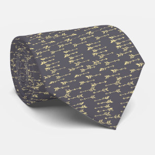 Cravate motif fléché bohème minimaliste bleu et jaune