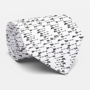 Cravate Motif fléché bohème minimaliste noir et blanc