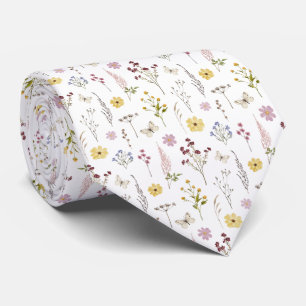 Cravate Motif Fleur sauvage de ressort d'aquarelle