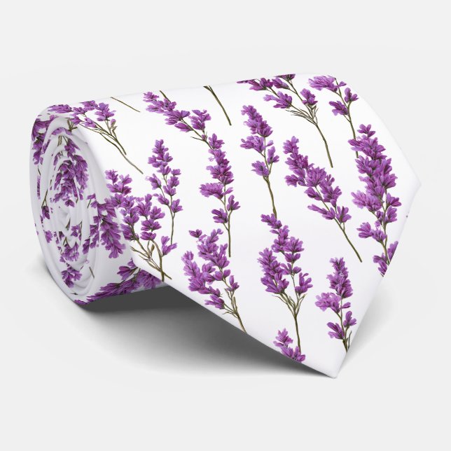 Cravate Motif Fleurs de Lavande (Roulé)