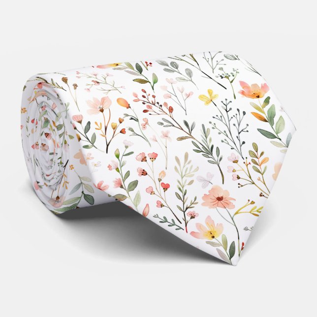 Cravate Motif Fleurs de Prairie (Roulé)