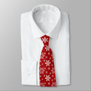 Cravate Motif flocon de neige rouge blanc Fêtes de Noël 