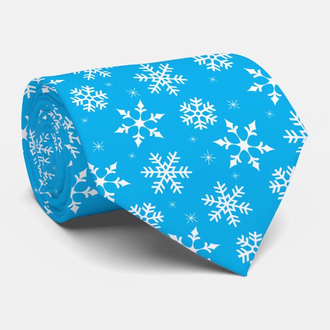 Cravate Motif Flocons de Neige Hivernaux (Roulé)