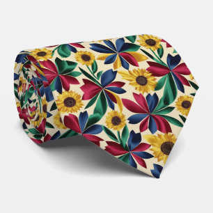 Cravate Motif floral à blocs de couleur vifs
