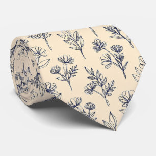 Cravate Motif floral à contour minimal