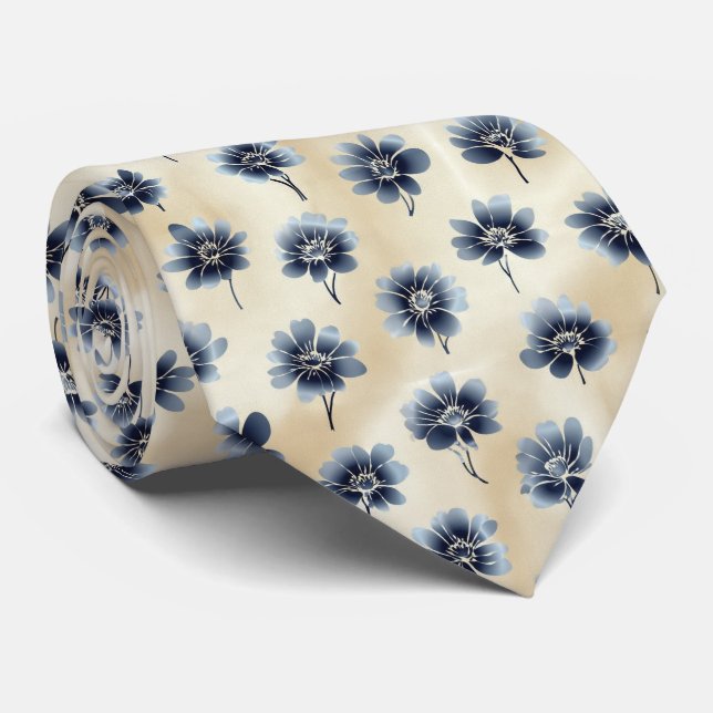 Cravate Motif floral à dégradé monochrome (Roulé)