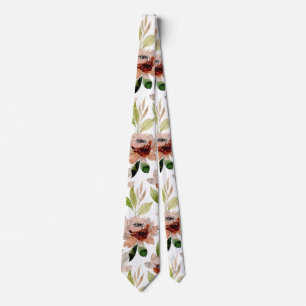 Cravate Motif floral à fleurs blanches