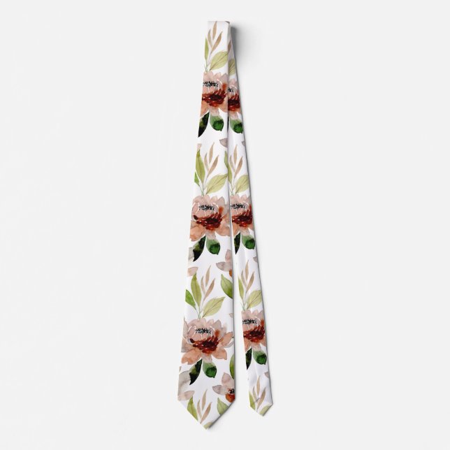 Cravate Motif floral à fleurs blanches (Devant)