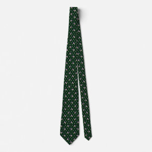 Cravate Motif floral à points verts élégants lilas jaune