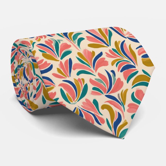 Cravate Motif floral abstrait contemporain (Roulé)