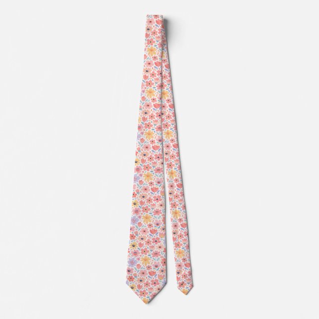 Cravate Motif floral abstrait moderne (Devant)